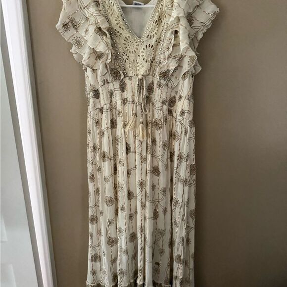 Indian Elegant Cream and Gold Boho Maxi Dress XL - Picture 5 of 13